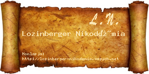 Lozinberger Nikodémia névjegykártya